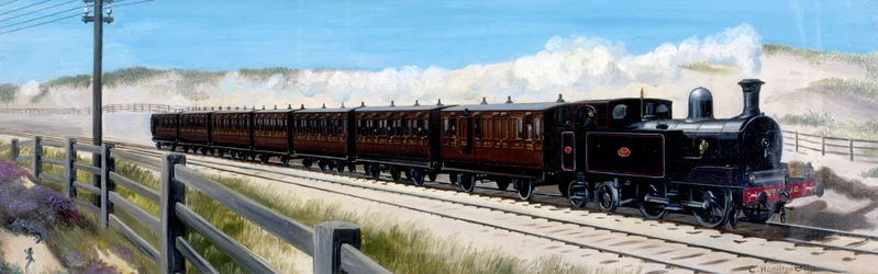 Wirral Railway tåg på väg till Birkenhead
