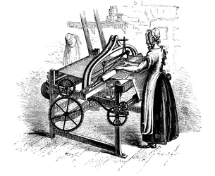 Kvinna som använder en kraftvävstol för att väva bomull, c1840