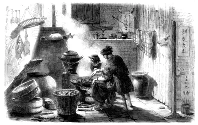 Kvinna som förbereder kakor för det kinesiska nyåret, 1861