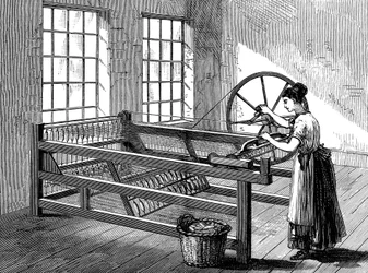 Kvinna som använder en spinning Jenny, c1880