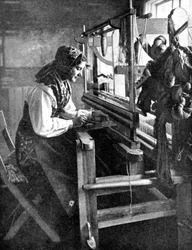 Kvinna som använder en vävstol, Sverige, 1936