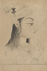 Kvinna med turban Klädd som Radha, sent 1800-tal.