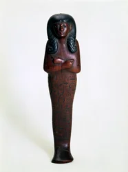 Ushabti-figur av trä av Mutry, fornegyptisk, 1500- eller 1400-talet f.Kr.