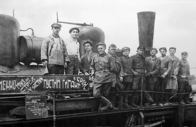 Arbetare i Magnitogorsk, USSR, 1932.