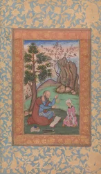 Ung prins och mentor sitter i landskapet, ca. 1600.