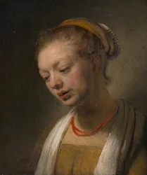 Ung kvinna med ett rött halsband, ca. 1645.