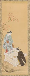 Ungdom och en jungfru nära en brunn, Edo-perioden, 1615-1868.