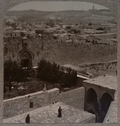 Sionporten. Oljeberget och berget Scopus i fjärran, c1900