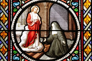 Saint Marguerite-Marie (Marguerite Marie) Alacoque (1647-1690) mystiker av besöksordningen Målat glas Paray den monial Saone et Loire