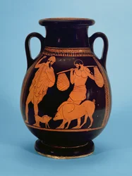 Attic rödfigurerad pelike: grisar, svinhjordar och Odysseus, av grismålaren, 470-60 f.Kr.