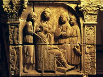 Basrelief av en frisör, romersk, ca 200-talet
