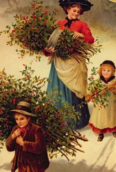 Carrying Home the Christmas Holly, viktoriansk, (bokillustration)