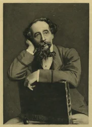 Charles Dickens, porträtt efter fotografi av Herbert Watkins (f.1828) (mezzotint)