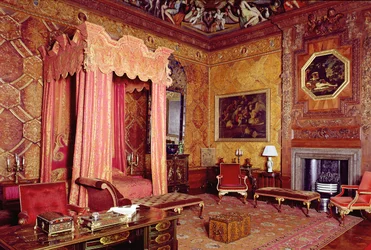 Chatsworth House, State bedroom 1687-1707, Derbyshire, Storbritannien