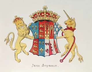 Vapensköld av Jane Seymour (ca 1509-37), tredje hustru till kung Henrik VIII av England (1491-1547) (tryck)