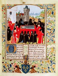 Fr 2691 f.11 Charles VI av Frances begravning 1422 med hertigen av Bedford som huvudsörjande och ledamöter av det parisiska parlamentet
