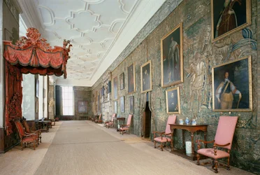 Hardwick Hall (1590-97), Interiör av Long Gallery, Derbyshire, Storbritannien