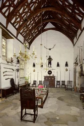 Interiör av den stora salen, Cotehele House, Cornwall