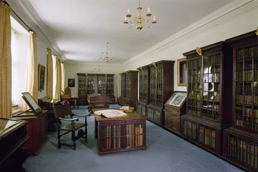 Interiörvy av Pepys bibliotek, Magdalene College, Cambridge