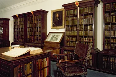 Interiörvy av Pepys bibliotek, Magdalene College, Cambridge