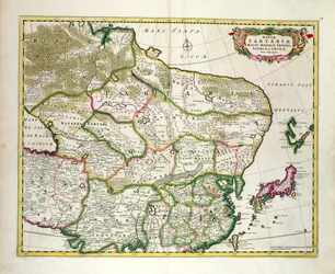 Karta över Mongoliet med delar av Ryssland, Japan och Kina, ca 1680, av Frederick de Wit