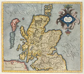 Karta över Kungariket Skottland, 1600-talet, Scotia Regnum, påverkad av Mercators atlas