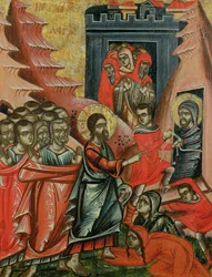Lazarus höjning, grekisk ikon från Epirus, 1611