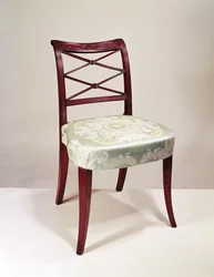 Scroll-back sidostol, mahogny, av Duncan Phyfe, 1807