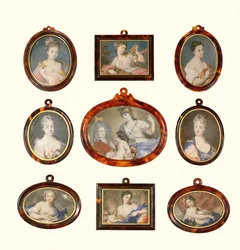 Urval av miniatyrer av Rosalba Carriera (1675-1757) och Cornelius Hozer (fl.1766-67)