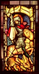 Fönster i målat glas föreställande St. George och draken från Köln, ca 1300