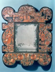 Spegelram av halmarbete, 1670-80