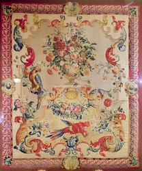 Gobeläng i tidig rokokostil med remmar och akantusblad av Joshua Morris, 1720-talet
