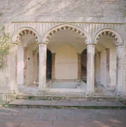 Vy över utsidan av Bath House, Corsham Court, Wiltshire
