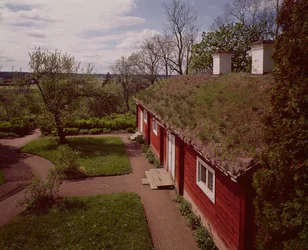Utsikt över Carl Linnaeus hus och trädgårdar, Hammarby, Uppsala, Sverige foto