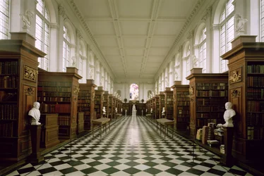 Wren Library, interiörvy, 1676-84, byggt av Sir Christopher Wren, Trinity College, Cambridge, Storbritannien (1632-1723)
