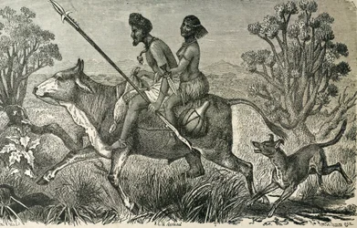 AFRIKA (19:e århundradet). Invånare i Centralafrika. Gravyr.