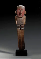 En figurmärke i Chimu-trä, ca 1100-1400