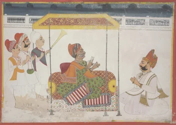 A Rajah Receiving a Guest, mitten av 1800-talet (ogenomskinlig akvarell på papper)