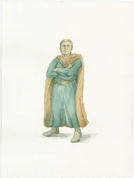 En rekonstruktionsillustration som visar hertig Vilhelm av Normandie omkring 1066