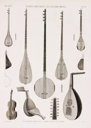 En serie illustrationer av musikinstrument