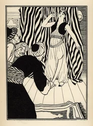 En sultan gömmer baronen de Munchausen. Illustration av William Strang (1859-1921) och JB Clark från "The Adventures of the Baron of Munchausen (Munchhausen) av Rudolf Erich Raspe (1736-1794) (1789)