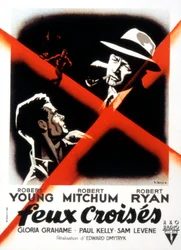Crossfire filmaffisch av Edward dMytryk med Robert Young Robert Mitchum och Robert Ryan 1947
