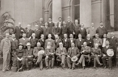 Afrikanska kolonialmedlemmar i Closer Union Convention från 1908 som nådde villkor som resulterade i att det brittiska parlamentet antog South Africa Act från 1909.
