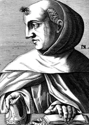Albert Magnus (1193/1206-1280) tysk dominikansk munk, vetenskapsman, filosof och teolog, gravyr