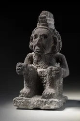 En aztekisk stenfigur av en Macuilxochitl, ca 1200-1521