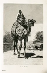 En egyptier och hans barn på en kamel - Illustration från Atlas of Egypt