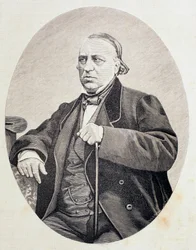 Antonio Bergnes de las Casas (1801 - 1879), spansk forskare och rektor vid Barcelonas universitet, från "El Mundo Ilustrado", publicerade Barcelona