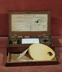 Konstnärens akvarellmålarlåda gjord av R. Ackermann, ca 1820 (foto)