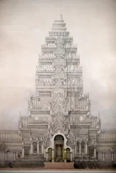 Asian Civilizations Museum, Angkor, Utforska Kambodjas heliga stad, Framifrån av de tre första inhägnaderna av ANgkor wat, Louis Delaporte, Kambodja