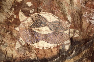 Australien, Northern Territory, Arnhem Land, Kakadu National Park, Nourlangie Rock, Aboriginal klippmålningar